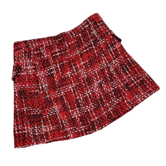 Red, Black, & White Tweed Skirt with Gold Buttons - Size 29 - Picture 3 of 4